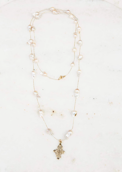 Hefty Spacer Baroque Pearl Necklace